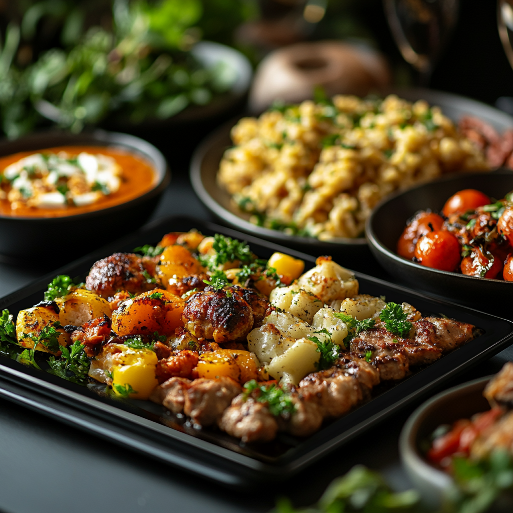 Персоналізоване меню на планшеті з різноманітними стравами