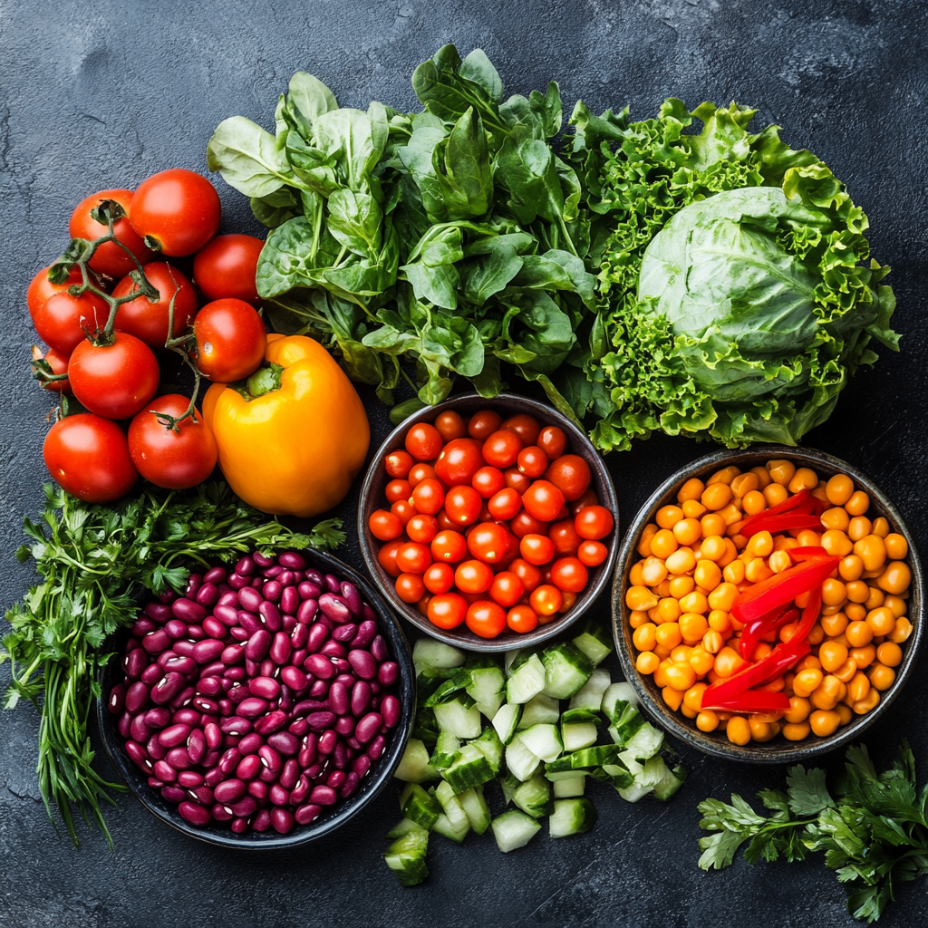Веганська дієта - свіжі овочі, фрукти та бобові